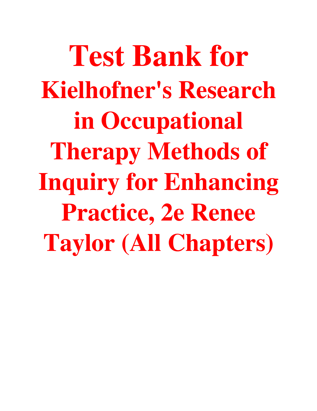Preview of Kielhofner's Research in Occupational Therapy Methods of Inquiry for Enhancing Practice, 2